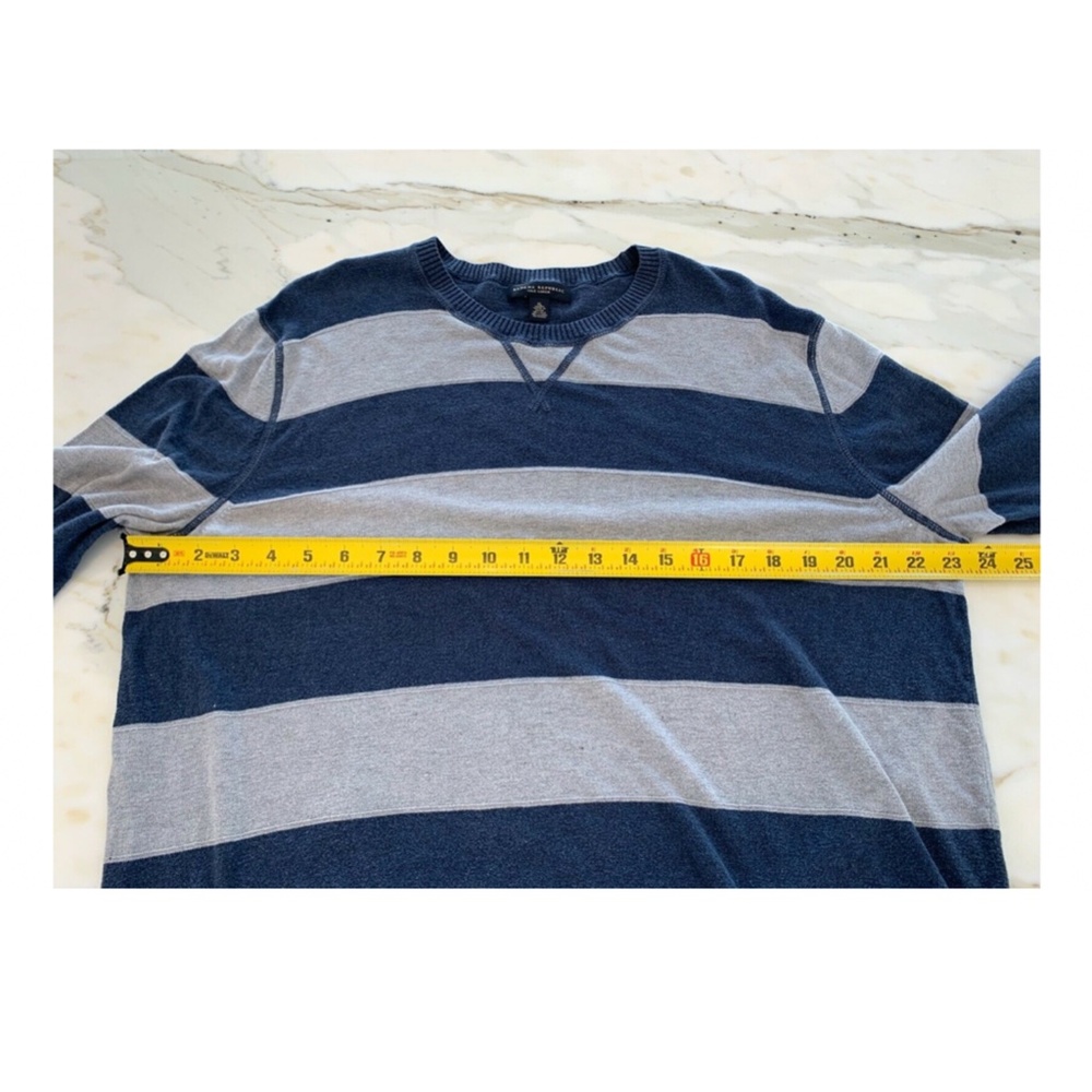 BANANA REPUBLIC NAVY BLUE GRAY STRIPE SWEATER XL - Picture 10 of 15